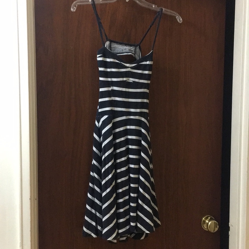 blue and white stripe dress